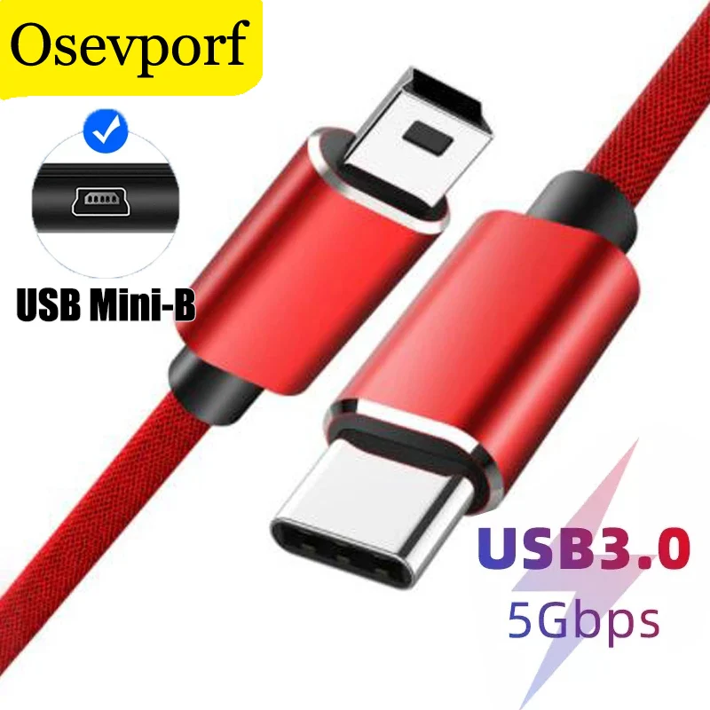 USB C 3.0 to Mini USB Cable USBC Male to Mini B Male OTG Converter Adapter Typec Lead Data Cable for Macbook Printer Camera Cord