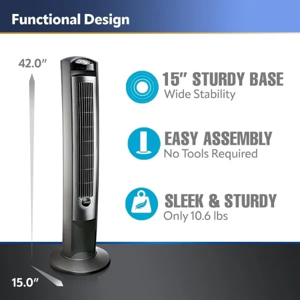 Lasko Oscillerende Torenventilator, Stille Ventilatoren Met Afstandsbediening, Voor Slaapkamer, Woonkamer, Kantoor, Torenventilator Met Afstandsbediening, 3-Speed Timer