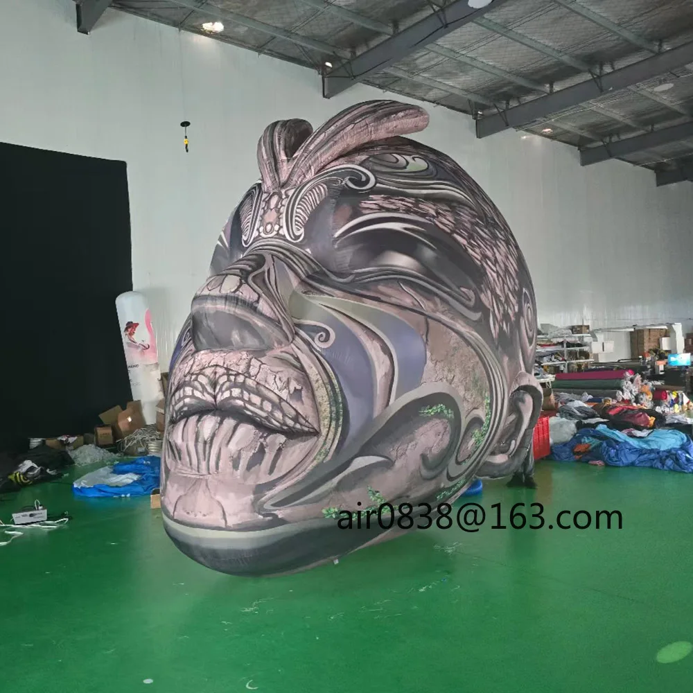 Full Color Geschilderd Opblaasbaar Menselijk Hoofd 4m13ft Aangepast Scarry Head Ballon Model voor Outdoor Festivals & Feestjes Podium Decor