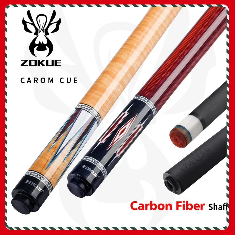 ZOKUE KONLLEN Carom Stick Carbon Fiber Shaft Maple Shaft Carom 3 Cushion Cue Carom Cue Taper 12mm Tip 142cm Libre Cue