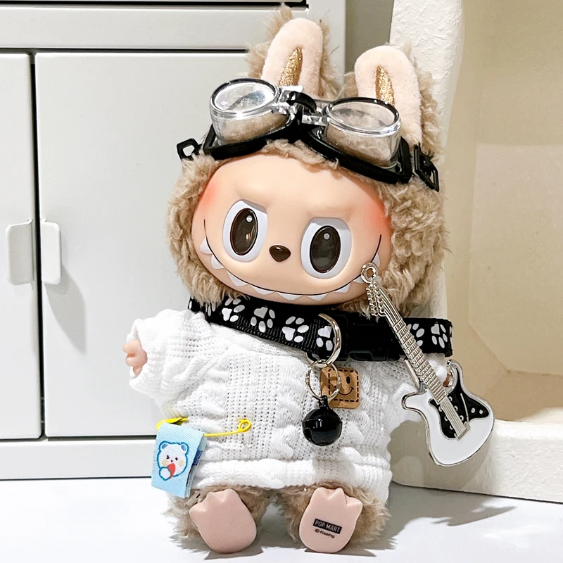 17cm Labubu Doll Cute Clothing Accessories Glasses Guitar Collar Idol Party Diy Gifts Trendy Fashion Dress Up