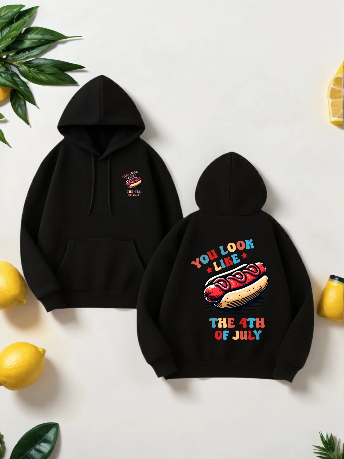 

Мужская толстовка с рисунком, повседневная уличная одежда большого размера с принтом хот-дога, на флисовой подкладке для повседневной носки, для молодых мужчин