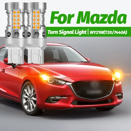 2 uds luz LED de intermitente lámpara Blub WY21W T20 7440A Canbus para Mazda 2 DL DJ 3 BL BM BN 6 GJ CX-5 KF CX-9 MX-5 RX-8
