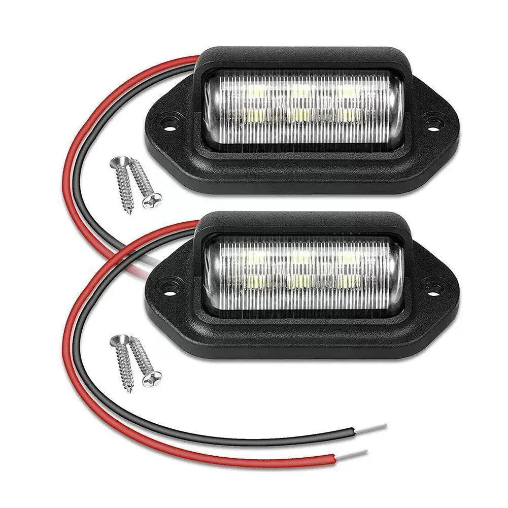 

2PCS 6 LED Car License Number Plate Light For SUV Truck Trailer Van Tag Step Lamp White Bulbs Car Products License Plate Lights