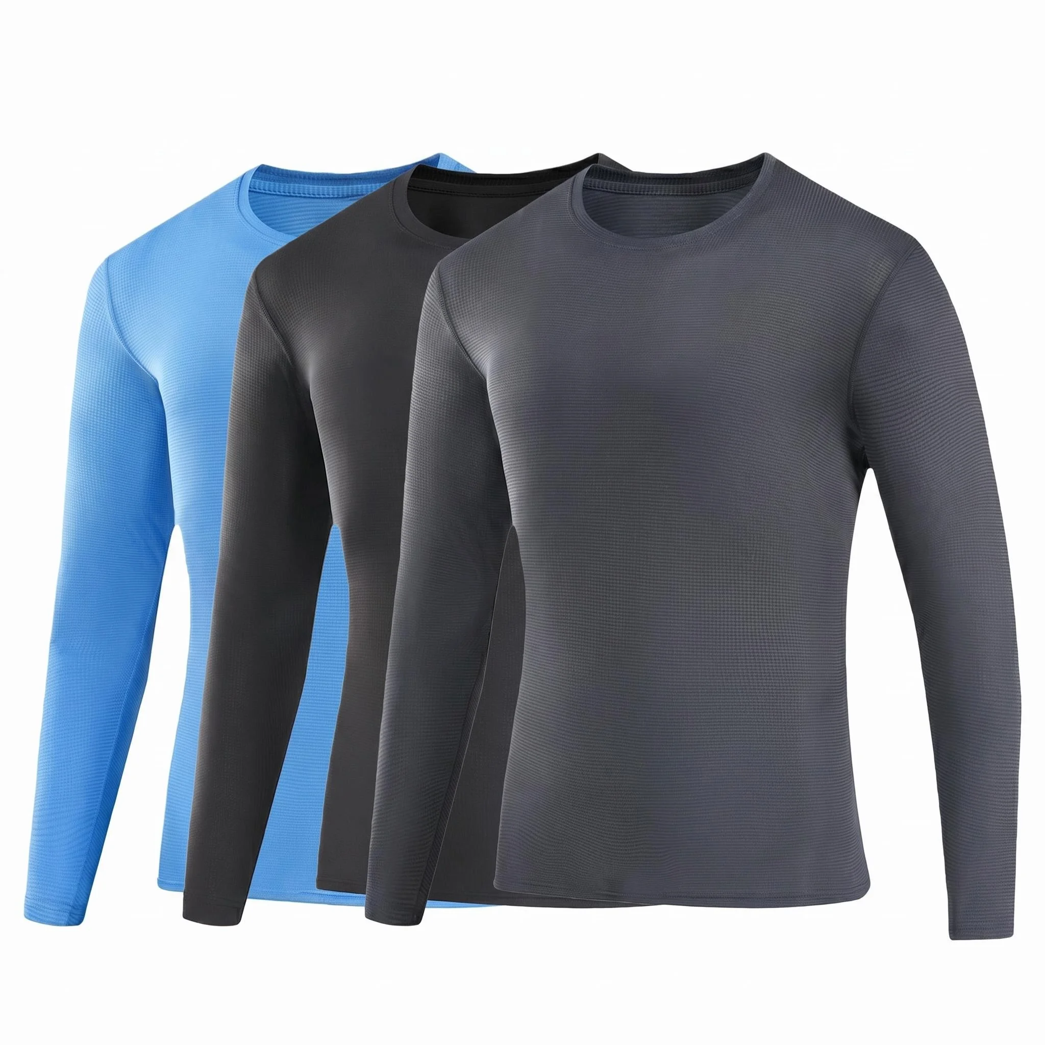 3 Camisetas de Manga Larga para Hombre, Ligeras, con Protección Solar UPF50+, de Secado Rápido y Transpirables, para Senderismo, Trekking y Running