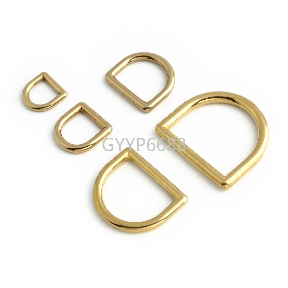 13-16-25-32-38mm Solid Brass Metal D Ring Buckles For Bags Pet Dog Collar Strap Webbing Clasp Loop DIY Leather Craft Accessories