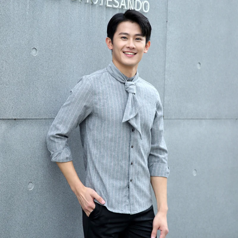 Hotelowa Szara Koszula Catering Kelner Strój Roboczy Długi Rękaw Damska Jesień Zima Restauracja Ciasto Fast Food Odzież Robocza