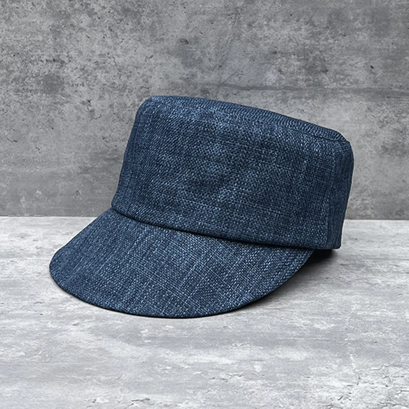 Men Women Flat Top Visor Summer Cap Linen Newsboy Cap Breathable Sun Hat Casual Hat Flat Ivy Gatsby Driving Hat Cabbie Flat Cap