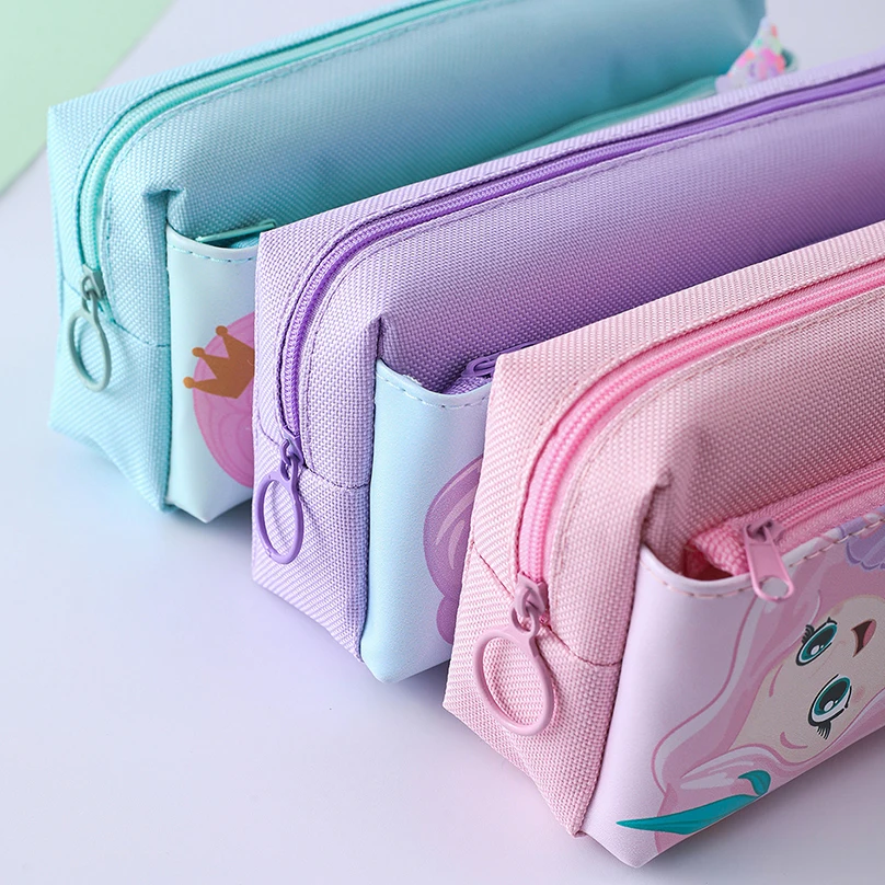 Estojo Sereia com Lantejoulas para Meninas, Bolsa de Lápis, Papelaria Kawaii, Material Escolar