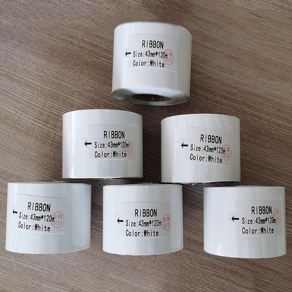 5PCS coding machine ribbon 43mm * 120m Black/White/Yellow/Beige/Red/Silver For coding machine handheld hot stamping machine