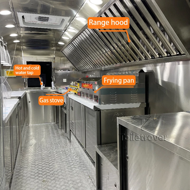 شاحنة طعام حديثة كبيرة للبيع التاكو البطاطس المقلية المخبوزة البطاطس الدجاج المشواة شواء مقطورة الطعام مع المطبخ