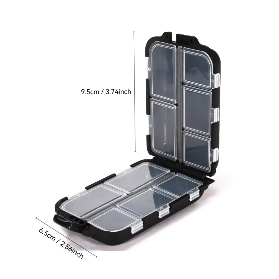 Fishing Tackle Box 10 Compartment Lure Hook Storage Case Double Sided Fishing Tool Organizer Multifunctional Bait Containe