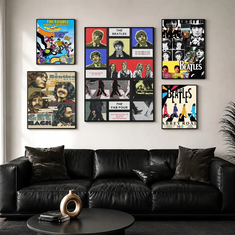 Fashion Band B-beatles Painting Calligraphy Wall Art Canvas Poster Premium Home Decor Print for Living Room Bedroom