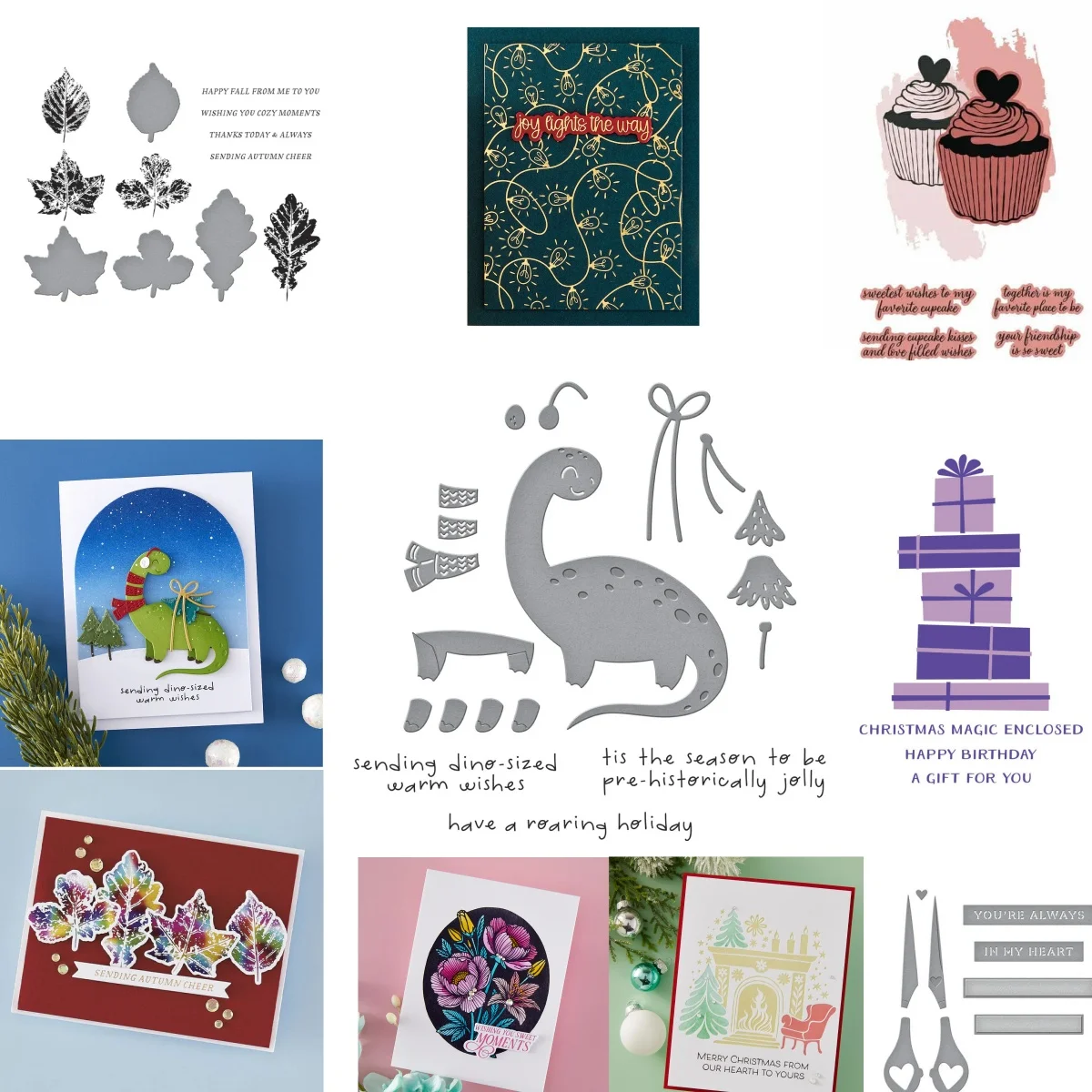 

Cupcakes Dinosaur Fireplace Presents Hot Foil Metal Cutting Dies Stencil for DIY Scrapbooking Photo Album Supplies 2025 New