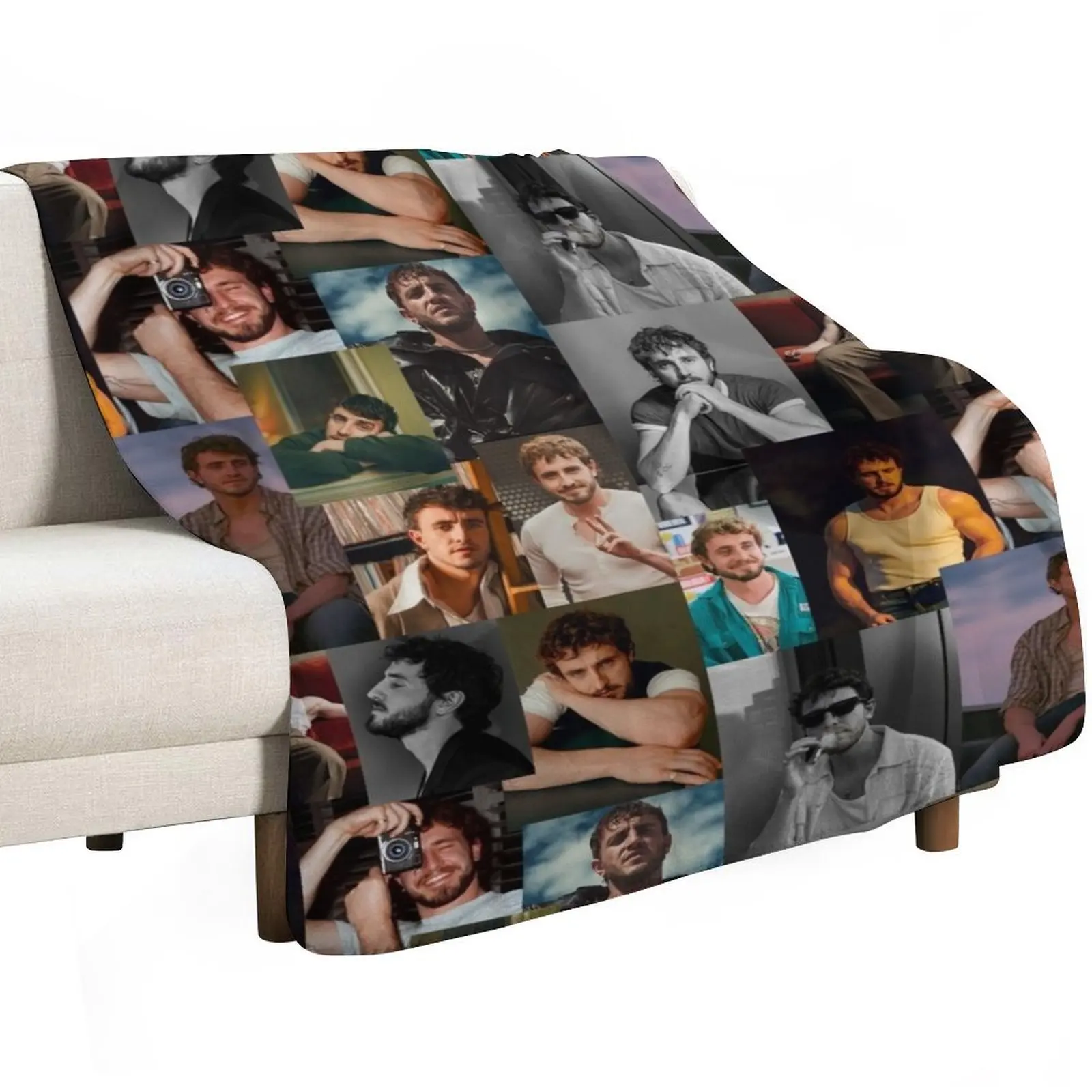 paul mescal collage Throw Blanket Plush funny gift Thermals For Travel Furry Flannels Luxury Thicken Blankets