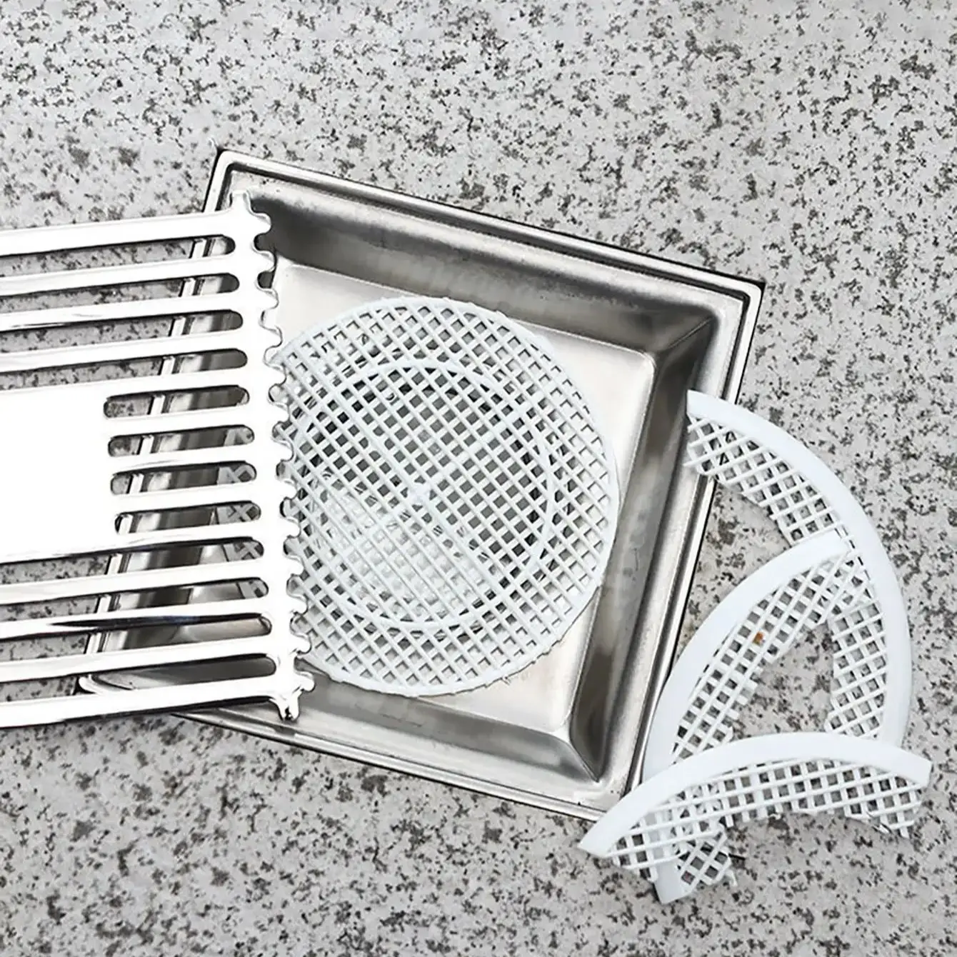 2pcs   Square Drain Cover For Shower, Anti Sink Clogging, Floor Cover Shower Drain Hair Outlet Filter, Kitchen , Bathroom Tools