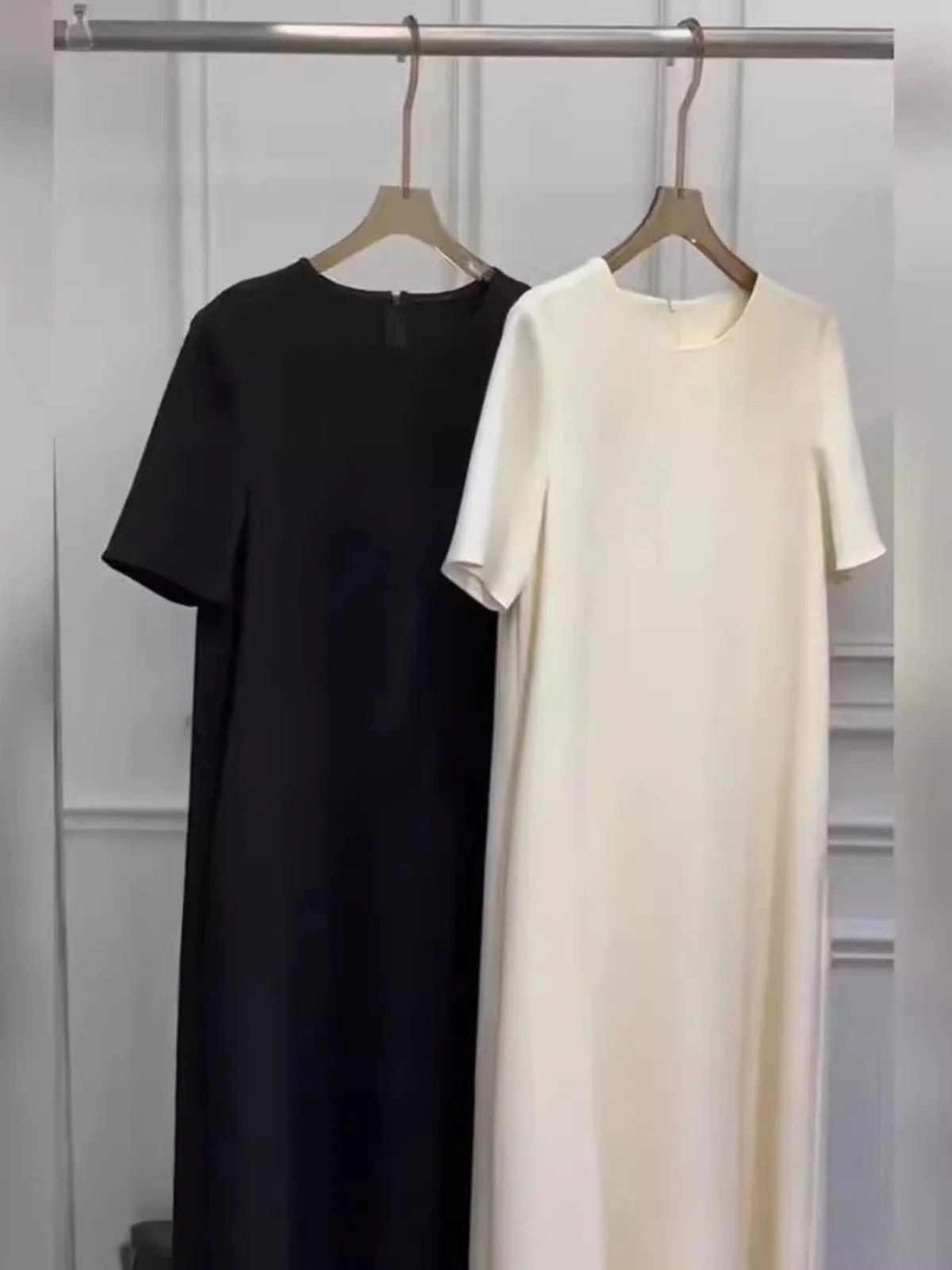 Été 2025 coréen Sle Simple longue t-shirt Dr ample nouveau haut de gamme décontracté Dr femmes Maxi jupe français Sle taille haute...