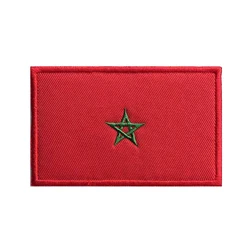 1PC Moroccan Flag Morocco Armband Embroidered Patch Hook & Loop Or Iron On Embroidery  Badge Cloth Military Moral Stripe