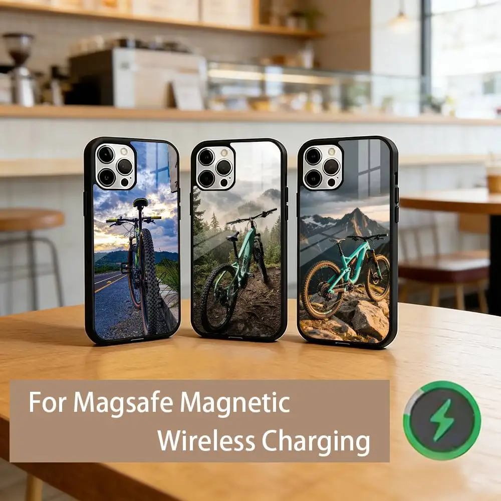 

Mountain Bicycle Phone Case For iPhone17,16,15,14,13,12,11 Plus,Pro Magnetic For Magsafe Wireless Charging