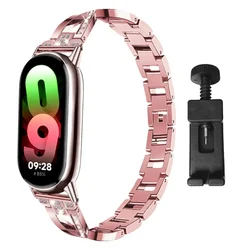 Stainless Steel Strap for Xiaomi Mi Band 8 Material Metal Wistband for Xiaomi Mi Band 9 women Smart strap accessories bracelet
