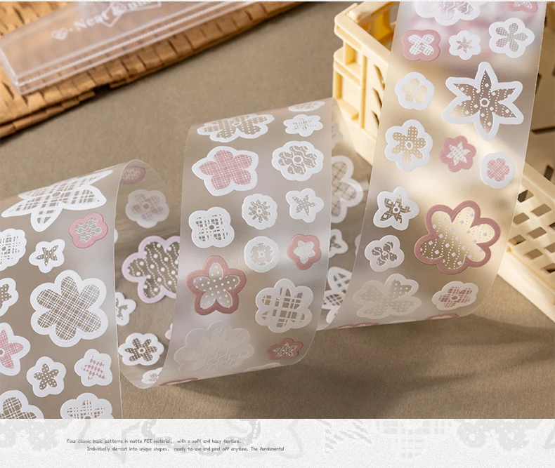Journal GO 4,5cmx2m Nebel-Matt PET-Klebeband-Aufkleber mit Grundelementen und Gittermustern für Scrapbooking und kreatives Basteln – Detail 5