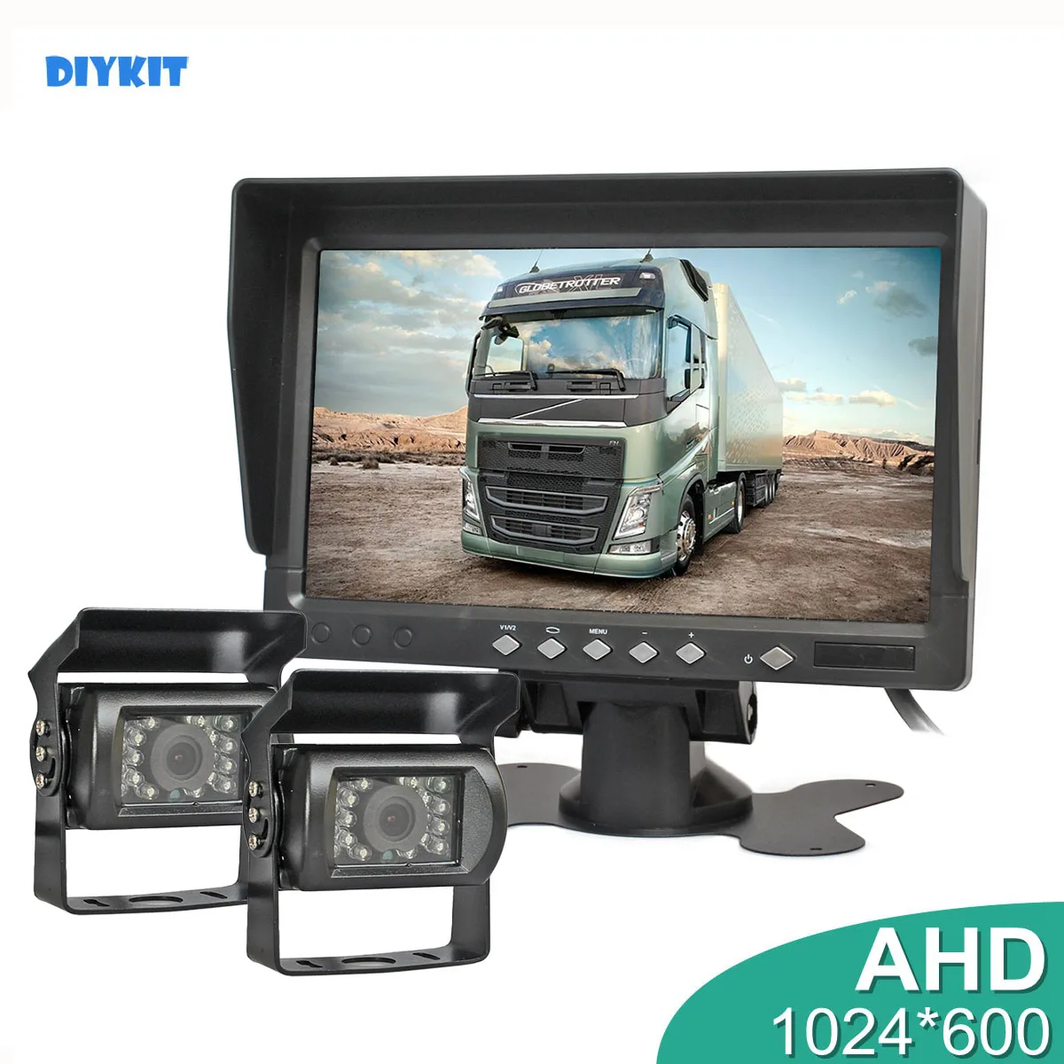 

DIYKIT 1024x600 7inch AHD IPS Backup Monitor Rear View Monitor Waterproof IR Night Vision AHD Camera for Bus Houseboat Truck