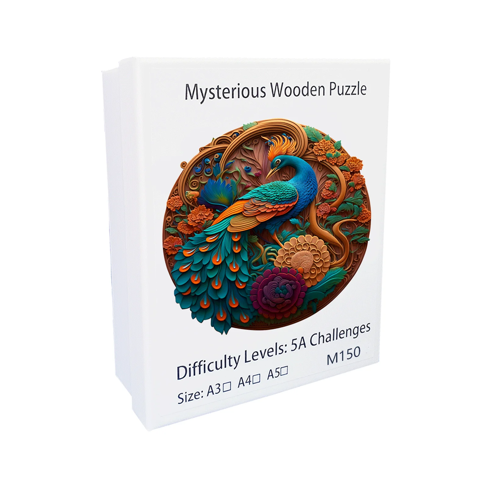 孔雀柄木製パズル、ユニークな形状の不規則な動物の形のパズル、ファミリーゲームギフト面白いと挑戦的な頭の体操