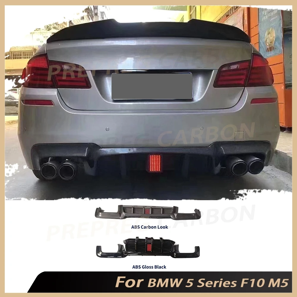 

Rear Bumper Lip Diffuser Rear Diffuser With LED Light For BMW 5 Series F10 M5 2011-2016 ABS Gloss Black Body Kit Car Accessories