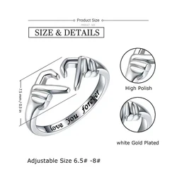 Adjustable Heart-Shaped Ring 925 Silver Needle Personality Men And Women Party Ring Jewelry For Women's Clothing Accessories