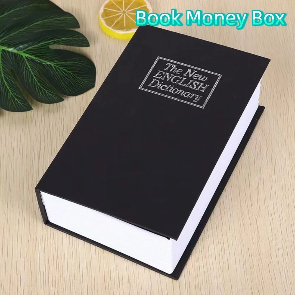 Metal Book Money Box Hollow Book Simulation Piggy Bank with Lock Combination Lock Cash Coin Storage Box Home Security