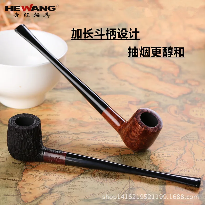 Reading Brierwood Pipe Tobacco Pipe Special Long Bucket 3MM filter Wooden Tobacco Smoke Pipe