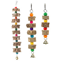 Natural Material Pet Parrot Toy Bird Swing Exercise Grinding Biting Wooden Toys Pet Parrot Macaw Hammock Bird Toy with Bell