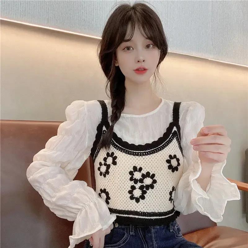 

Женские комплекты из двух предметов, универсальный повседневный наряд с цветочной вышивкой, эстетичный, новейший, нежный, классический, простой, милый, на каждый день, популярный