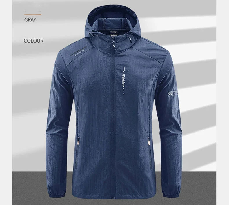 UPF50+ Summer Outdoor Quick Dry Sun-Protective Thin Jacket Men Hiking Fishing Cycling Hooded Gym Sport Ultra Light Windbreaker 161 Saf0b0f4959f7462a82fea03ba731c738d