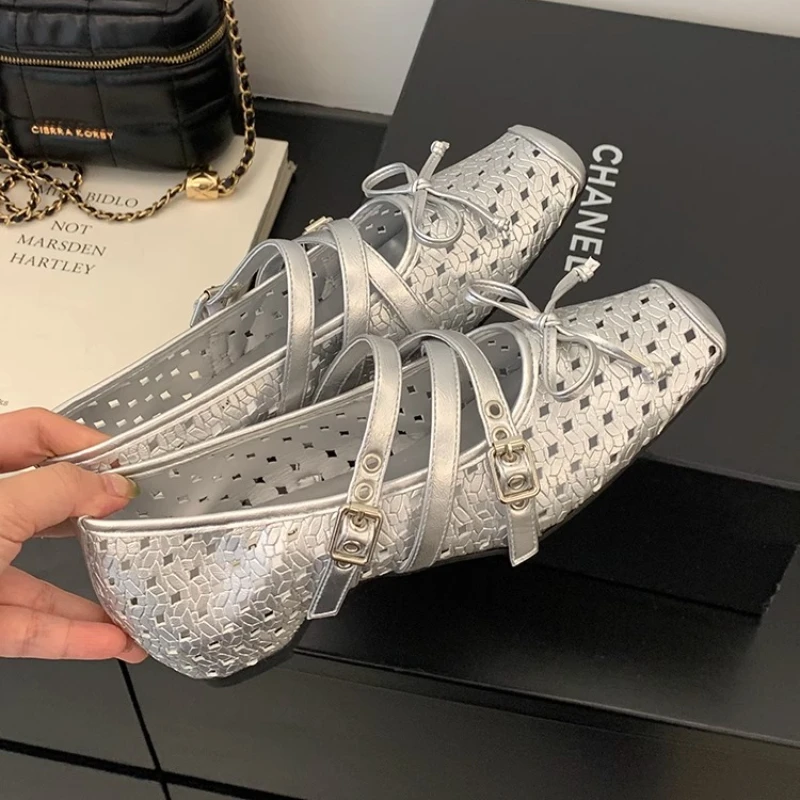 

Модные брендовые туфли Мэри Джейн, женская повседневная обувь с полой пряжкой на ремне, женская дышащая брендовая обувь на низком каблуке