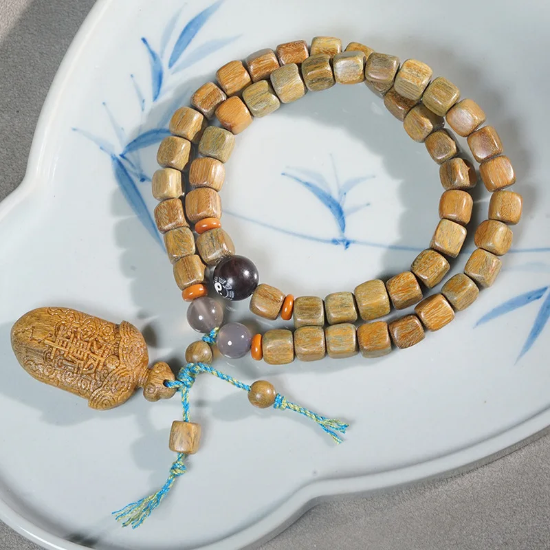 

Green Sugar DIY Bracelet Rain Gradually Ears Purple Wisteria Buddha Hand String Sandalwood Blocks Male And Female Double Circle