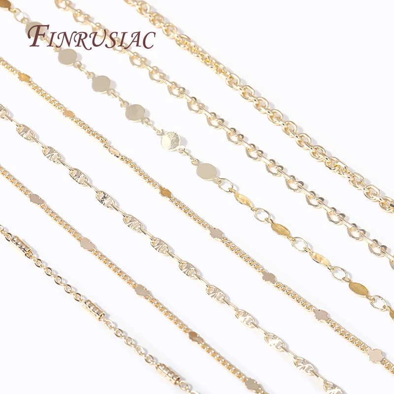 Trendy 14K Gold Plated Metal Spool Chains For Jewelry Making,Wholesale Bulk Chains DIY Necklace Bracelet Materials