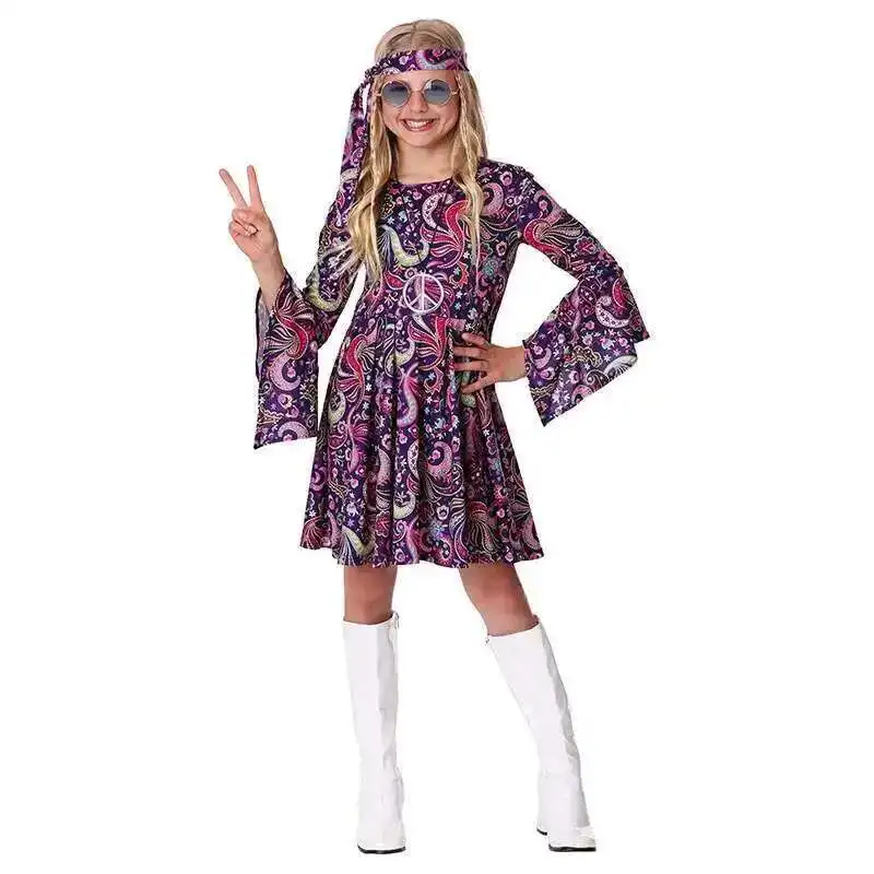 أزياء الهالوين للأطفال لمرحلة الأداء والحفلات وحفلات الكبار للأطفال والحفلات الموسيقية الهبي النسائية التأثيرية