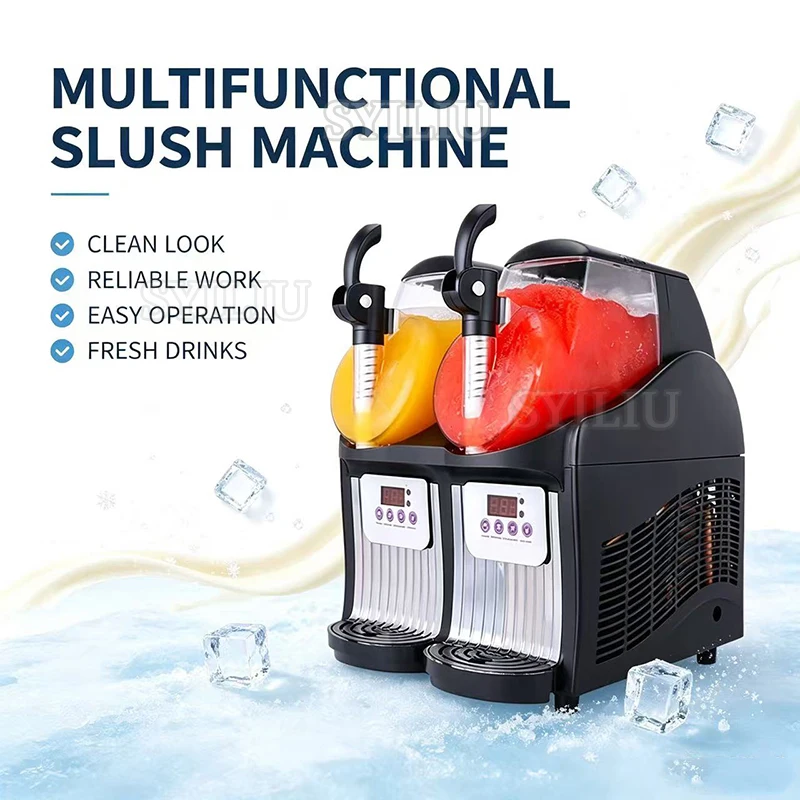 2L*2 Commercial Snow Melting Machine Beverage Slush Making Machine Frozen Juicer Automatic Double-cylinder Cold Drink Machine