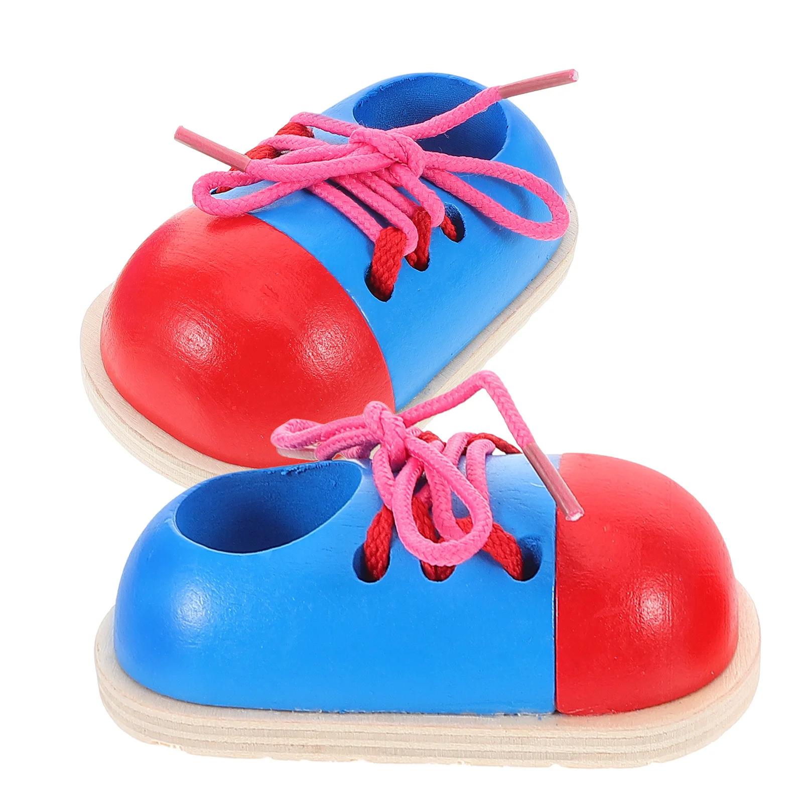 

2pcs Wooden Shoe Lacing Hand Eye Coordination Montessori Threading Activity Fine Motor Skills Learning Kit For Toddlers Early