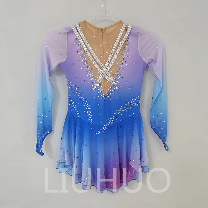 LIUHUO Professional Customized Figure Skating Performance Dress Blue Color for Woman and Girls