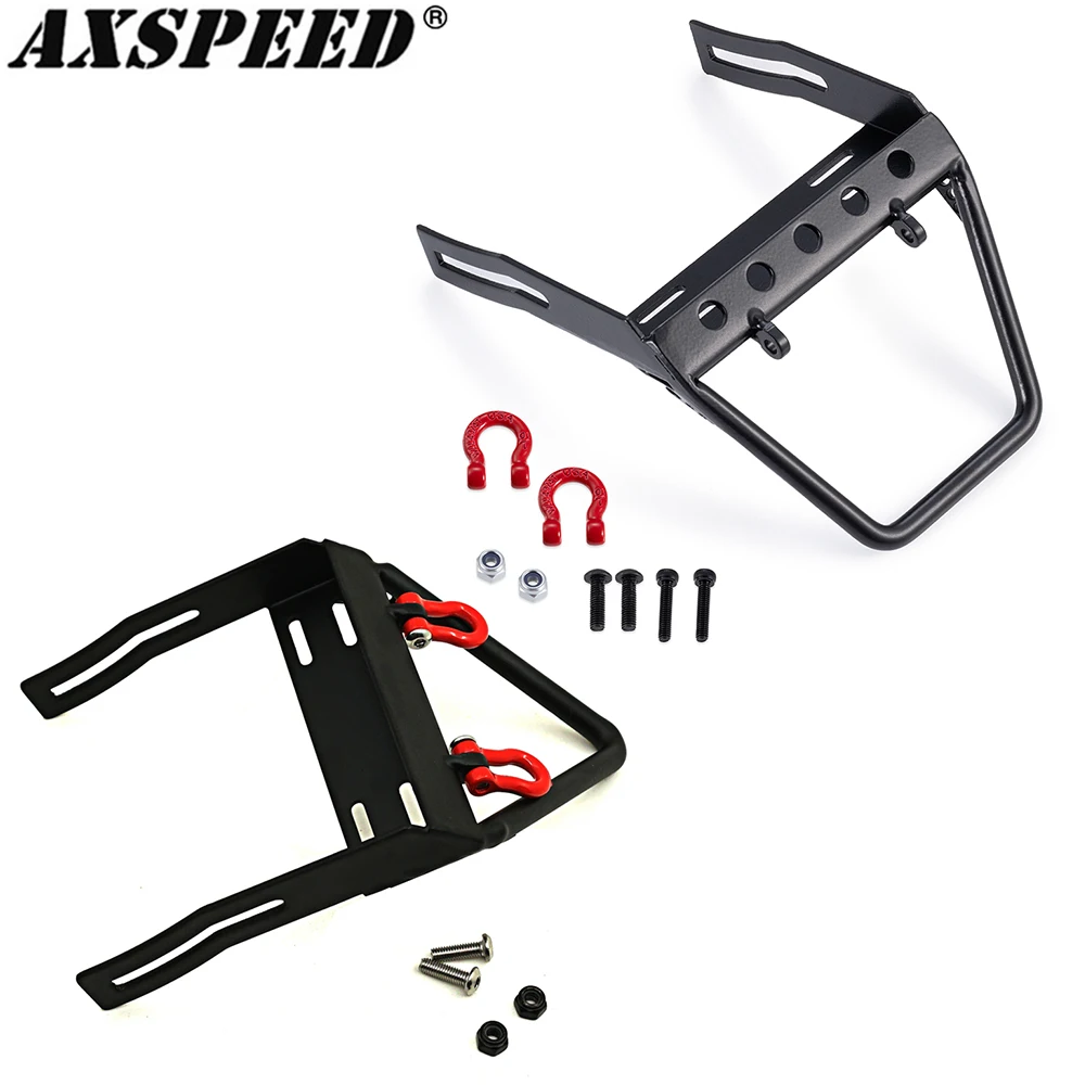 

AXSPEED Metal Front Bumper with Winch Mount Shackles for Axial SCX10 Wrangler 90047 1/10 RC Crawler Car Upgrade Parts