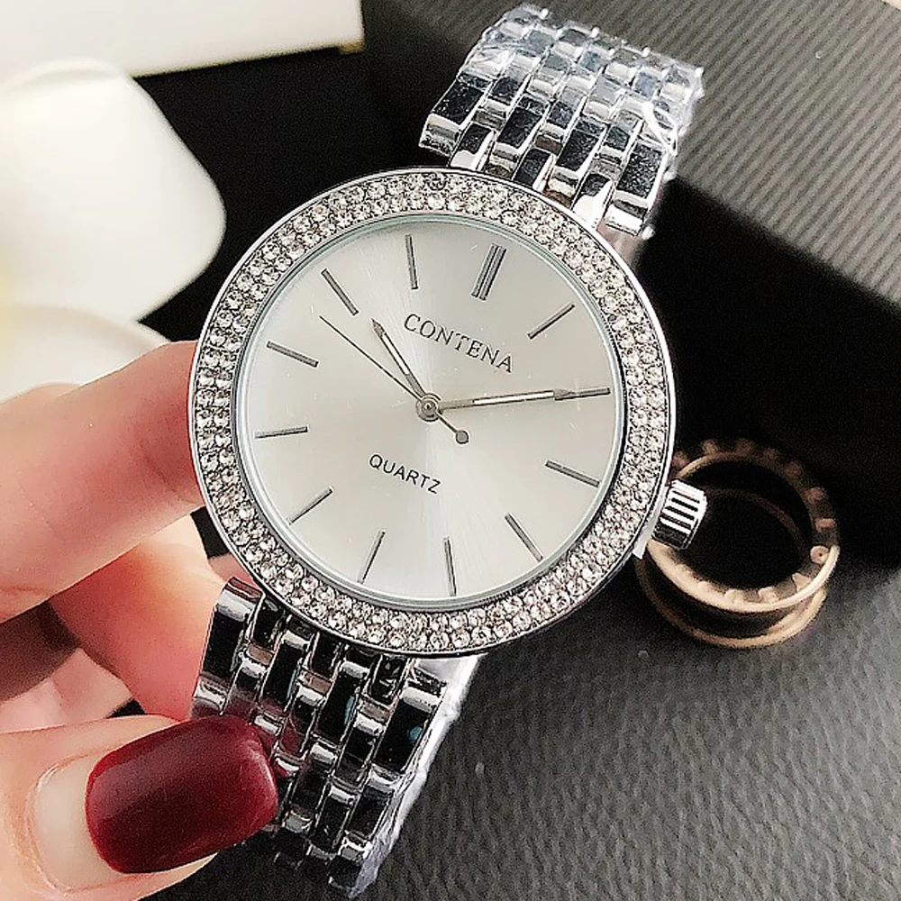 Women\'s Watches Luxury Stainless Steel Rhinestone Women Quartz Wristwatches Fashion Top Brand Ladies Bracelet zegarek damski