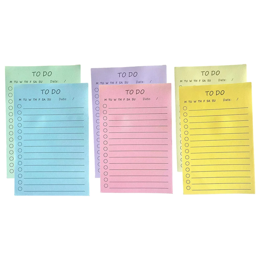

6pcs Memo Pads Tearable Adhesive Stickers Office School Supplies Colored Small Notebooks Bulk Pad