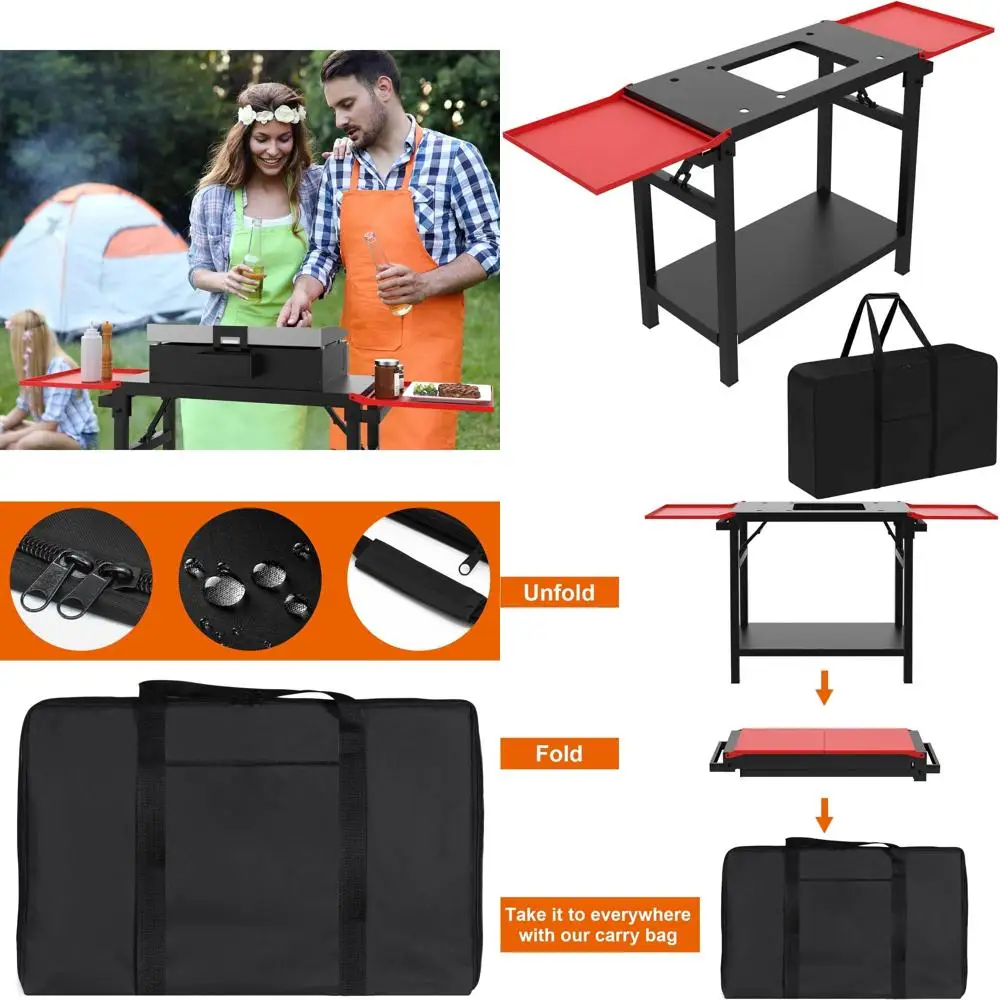 

Adjustable Griddle Stand for 17 or 22 Table Top Griddle, Multifunctional Outdoor Cooking and Camping Grill Accessory with Side S