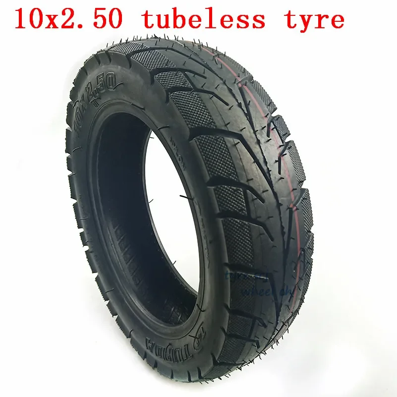 10 Inch Pneumatic Tubeless Tire 10x2.50 Fits for Electric Scooter Balance Drive Bicycle Tyre 10x2.5 Without Inner Tube