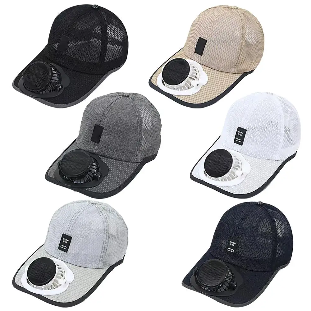 Baseball Cap with Charging Fan Solar Powered Summer Mesh Sun Hat for Men Women Outdoor Breathable UV Protection Cooling Headwear