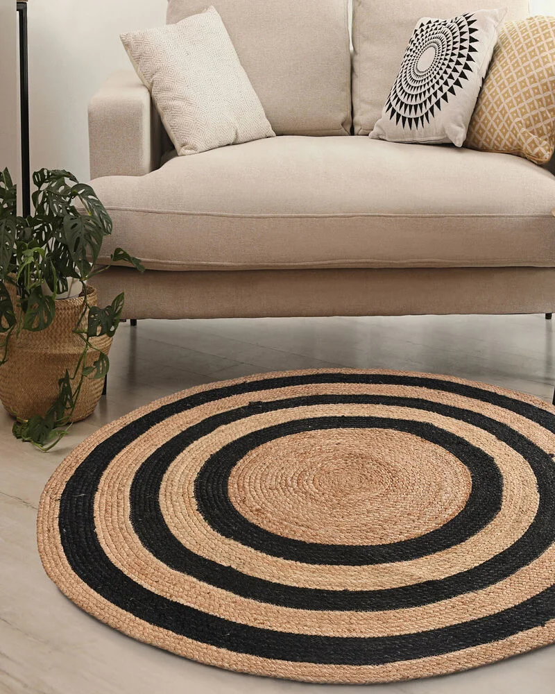 Rug Round Natural Braided Style Reversible Carpet Modern Rustic Look Living Rug Prayer Mat Muslim