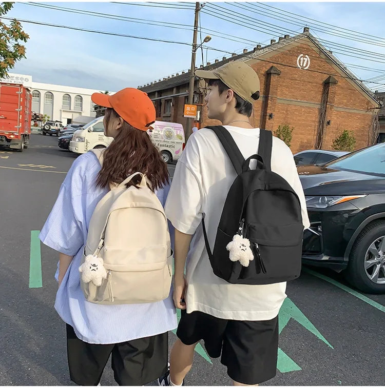 New Korean Version High School Students Simple Color Schoolbag Casual Versatile Women's Backpack Fashionable Boys Commuter Bag