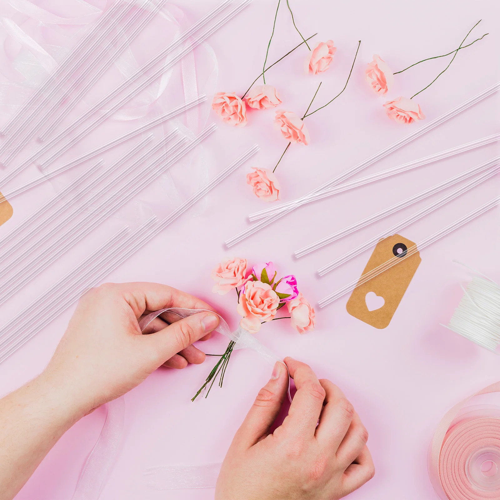 

100pcs Chocolate Holder Stick Polycarbonate Candy Holder Decorative Candy Wrapper for Wedding Party Bouquet Sticks